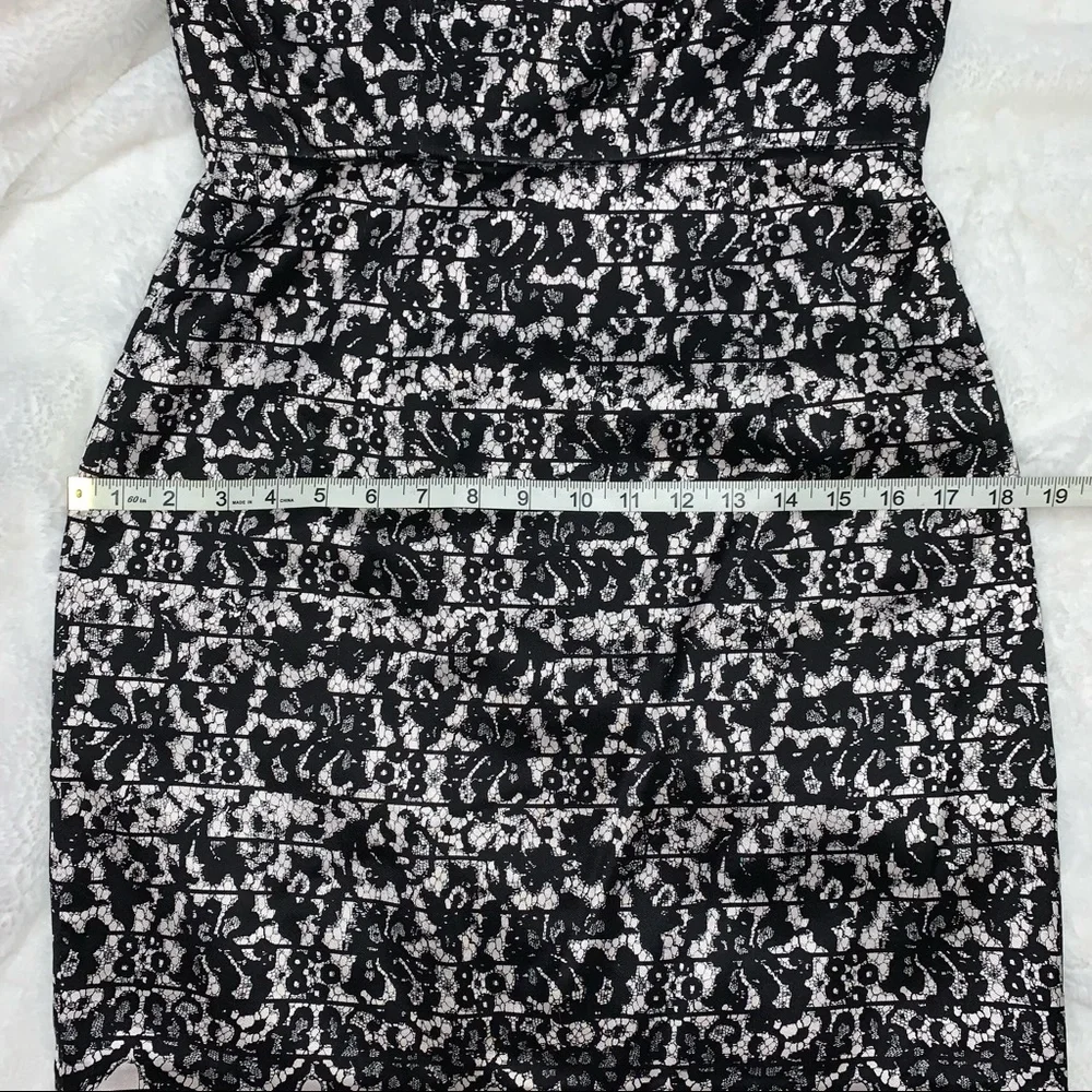 NWOT Tibi Black & Ivory Floral Silk Blend Strapless Dress SZ 8 w/ Measur… - Picture 8 of 16